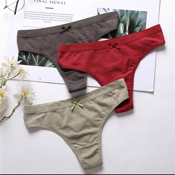 3 Piece Set, Cotton Thong Panties - Picture 1 of 11